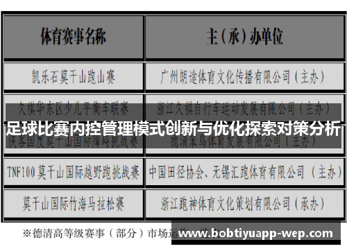 足球比赛内控管理模式创新与优化探索对策分析